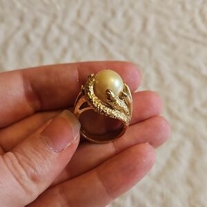 Gold-Tone Pearl Statement Ring - Women Jewelry